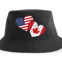 USA Canada Heart Country Flag American Canadian Sustainable Bucket Hat