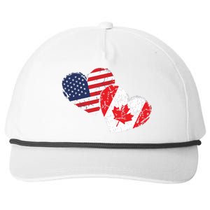 USA Canada Heart Country Flag American Canadian Snapback Five-Panel Rope Hat