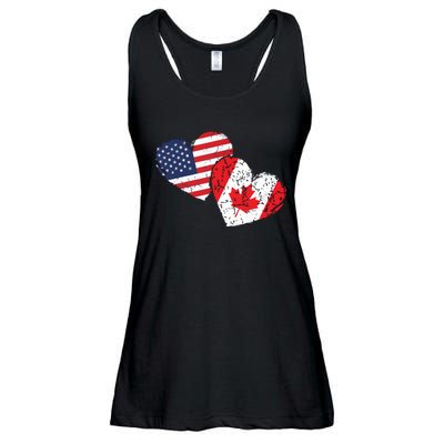 USA Canada Heart Country Flag American Canadian Ladies Essential Flowy Tank