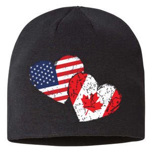 USA Canada Heart Country Flag American Canadian Sustainable Beanie