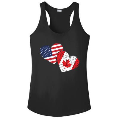 USA Canada Heart Country Flag American Canadian Ladies PosiCharge Competitor Racerback Tank