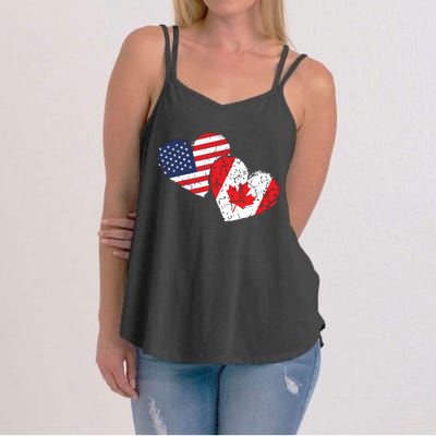 USA Canada Heart Country Flag American Canadian Women's Strappy Tank