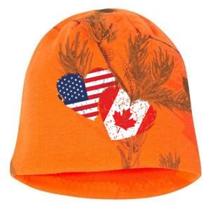 USA Canada Heart Country Flag American Canadian Kati - Camo Knit Beanie