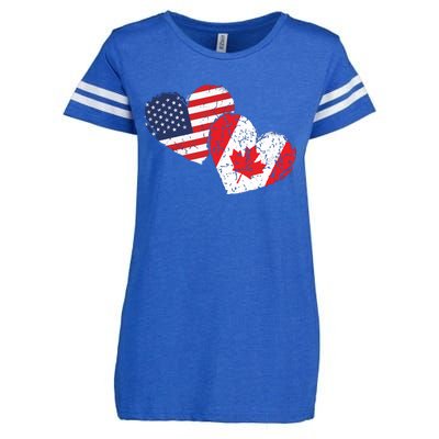 USA Canada Heart Country Flag American Canadian Enza Ladies Jersey Football T-Shirt