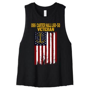 Uss Carter Hall Lsd50 Dock Landing Ship Veteran Fathers Day Women's Racerback Cropped Tank