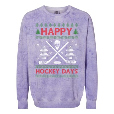 Ugly Christmas Happy Hockeydays Funny Gift Colorblast Crewneck Sweatshirt