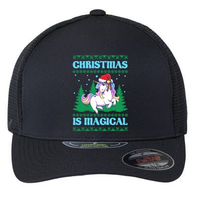 Unicorn Christmas Is Magical Ugly Style Gift Flexfit Unipanel Trucker Cap