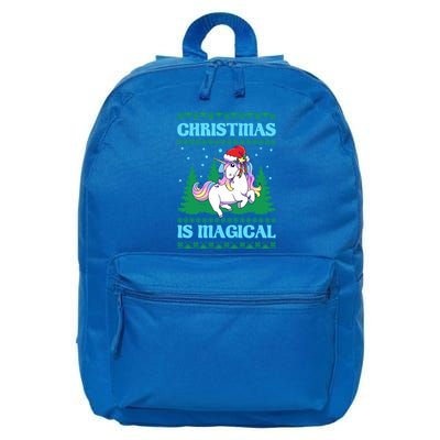 Unicorn Christmas Is Magical Ugly Style Gift 16 in Basic Backpack