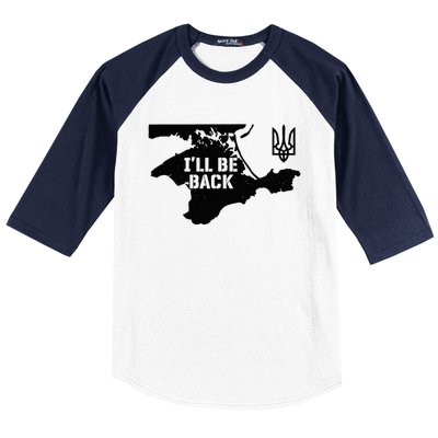 Ukraine Crimea ILl Be Back Ukrainian Map Trident Tryzub Baseball Sleeve Shirt