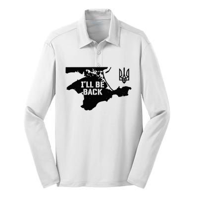 Ukraine Crimea ILl Be Back Ukrainian Map Trident Tryzub Silk Touch Performance Long Sleeve Polo