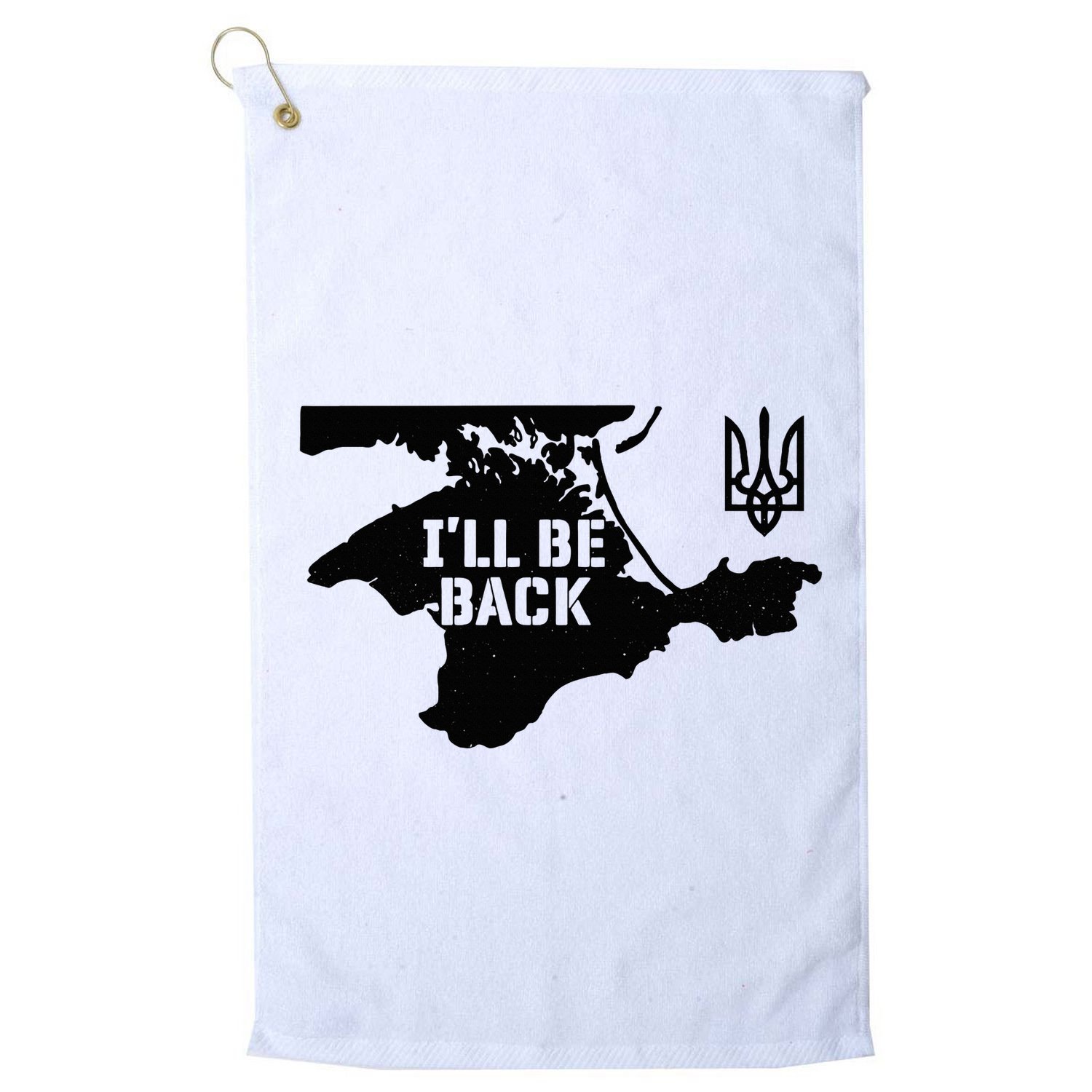 Ukraine Crimea ILl Be Back Ukrainian Map Trident Tryzub Golf Towel