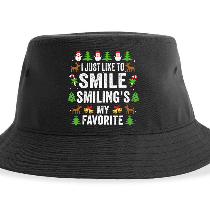 Ugly Christmas I Just Like To Smile Smilings My Favorite Sustainable Bucket Hat