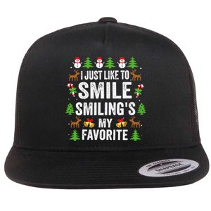 Ugly Christmas I Just Like To Smile Smilings My Favorite Flat Bill Trucker Hat