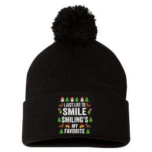 Ugly Christmas I Just Like To Smile Smilings My Favorite Pom Pom 12in Knit Beanie