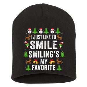 Ugly Christmas I Just Like To Smile Smilings My Favorite Short Acrylic Beanie