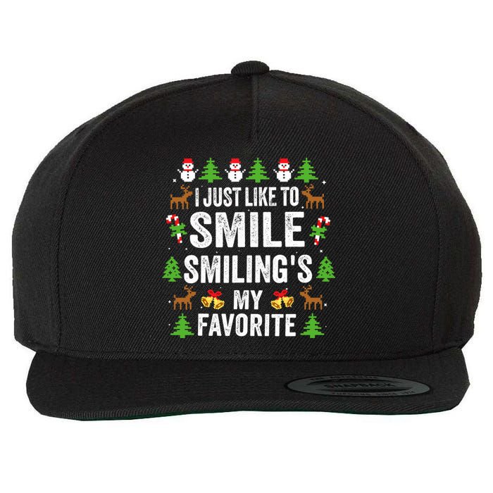 Ugly Christmas I Just Like To Smile Smilings My Favorite Wool Snapback Cap