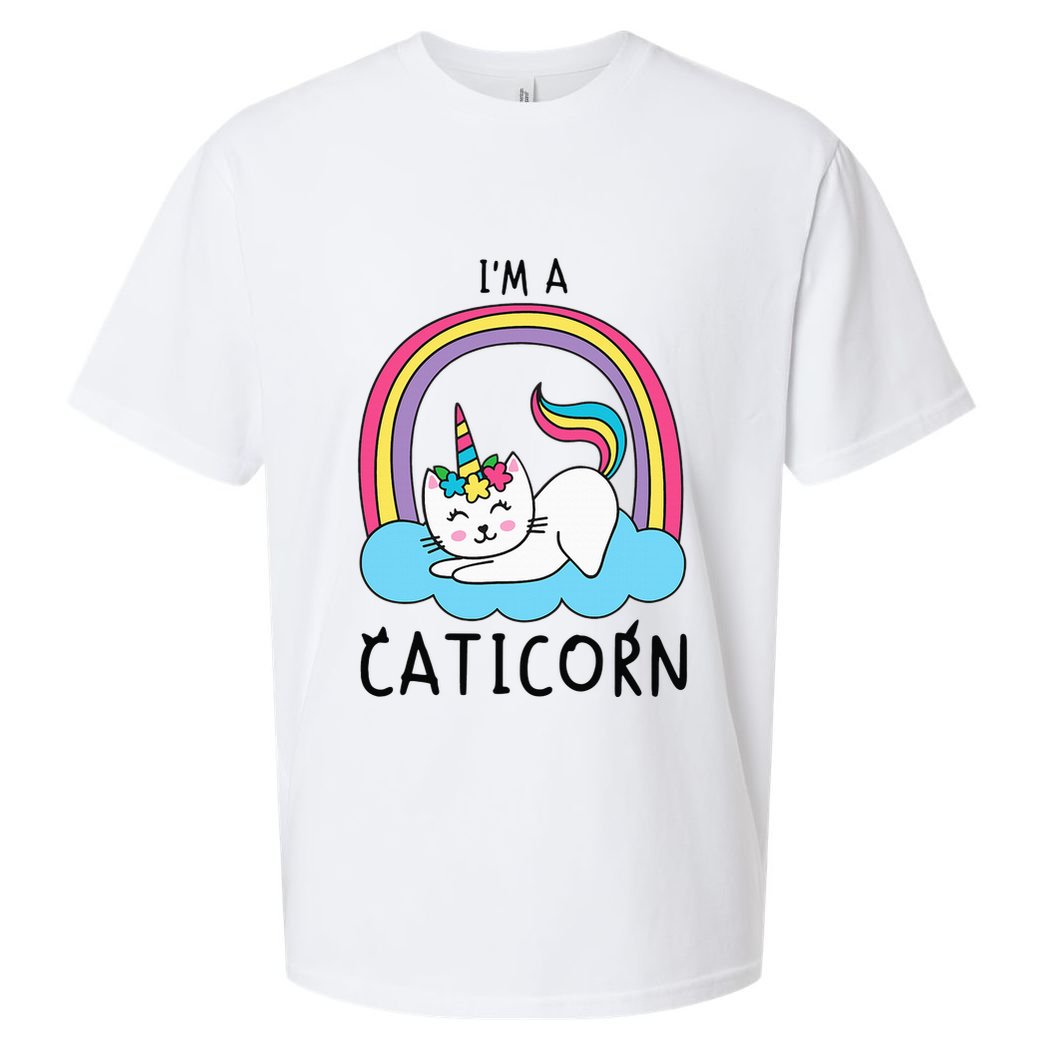 Unicorn Cat I'm a Caticorn Girl Unicorn Rainbow Lover Sueded Cloud Jersey T-Shirt