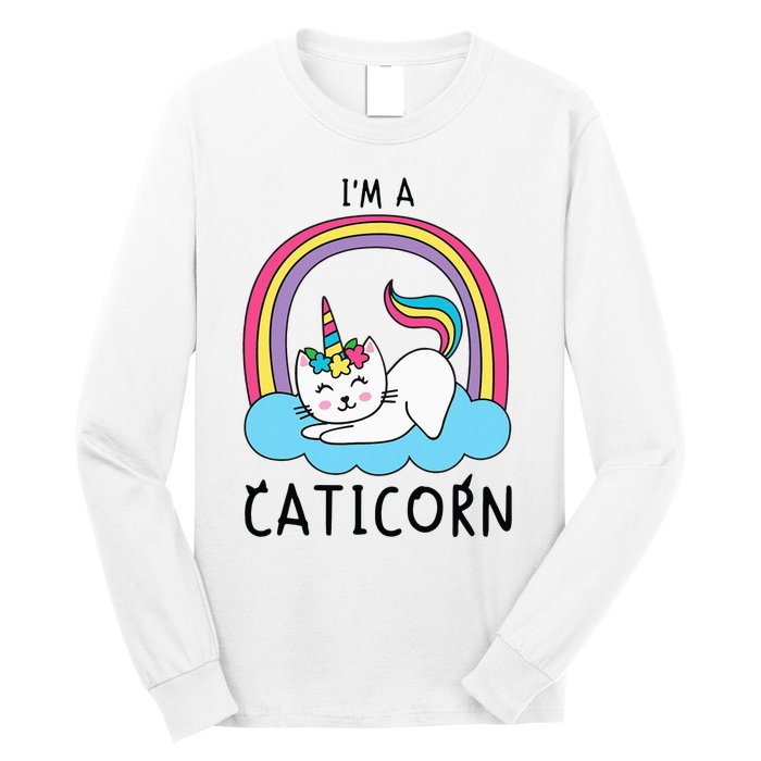 Unicorn Cat I'm a Caticorn Girl Unicorn Rainbow Lover Long Sleeve Shirt