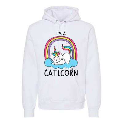 Unicorn Cat I'm a Caticorn Girl Unicorn Rainbow Lover Premium Hoodie