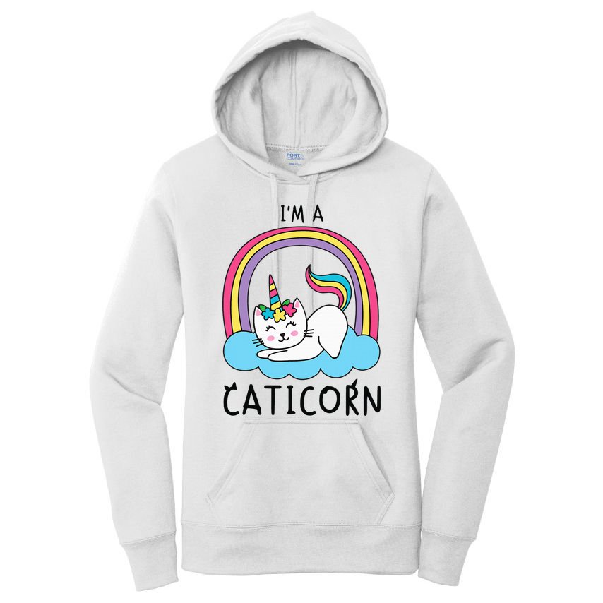Unicorn Cat I'm a Caticorn Girl Unicorn Rainbow Lover Women's Pullover Hoodie
