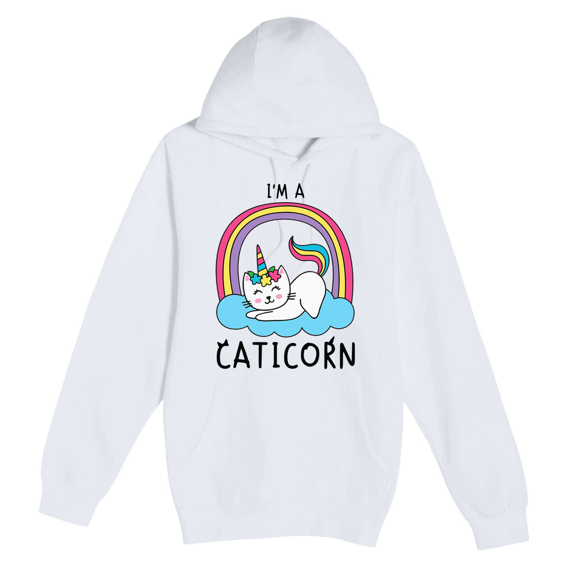Unicorn Cat I'm a Caticorn Girl Unicorn Rainbow Lover Premium Pullover Hoodie