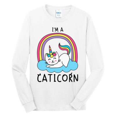 Unicorn Cat I'm a Caticorn Girl Unicorn Rainbow Lover Tall Long Sleeve T-Shirt