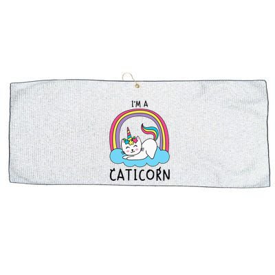 Unicorn Cat I'm a Caticorn Girl Unicorn Rainbow Lover Large Microfiber Waffle Golf Towel