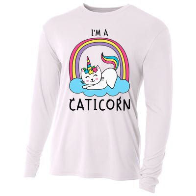 Unicorn Cat I'm a Caticorn Girl Unicorn Rainbow Lover Cooling Performance Long Sleeve Crew