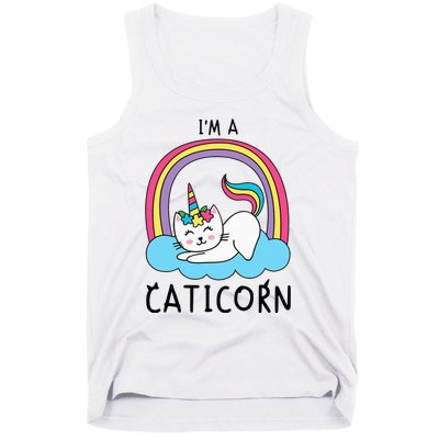 Unicorn Cat I'm a Caticorn Girl Unicorn Rainbow Lover Tank Top