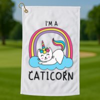 Unicorn Cat I'm a Caticorn Girl Unicorn Rainbow Lover Golf Towel