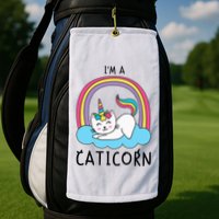 Unicorn Cat I'm a Caticorn Girl Unicorn Rainbow Lover Golf Towel