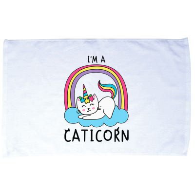 Unicorn Cat I'm a Caticorn Girl Unicorn Rainbow Lover Microfiber Hand Towel