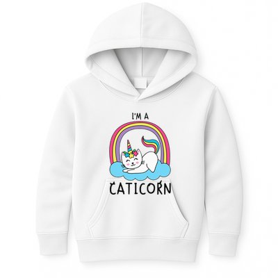Unicorn Cat I'm a Caticorn Girl Unicorn Rainbow Lover Kids Hoodie