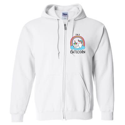 Unicorn Cat I'm a Caticorn Girl Unicorn Rainbow Lover Full Zip Hoodie