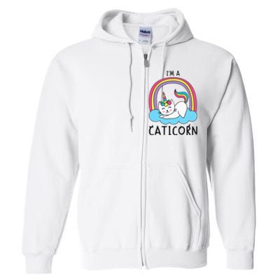 Unicorn Cat I'm a Caticorn Girl Unicorn Rainbow Lover Full Zip Hoodie