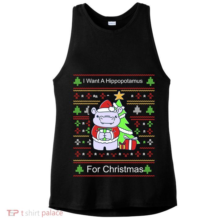 Ultimate Christmas I Want A Hippopotamus Ugly Ladies PosiCharge Tri-Blend Wicking Tank