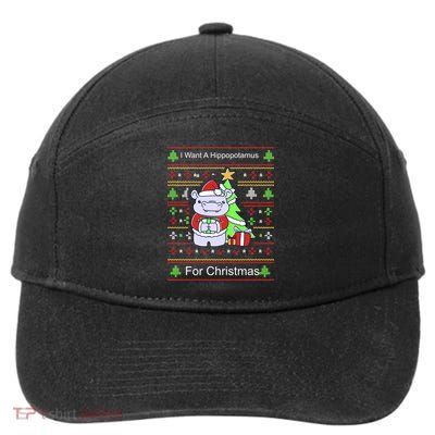 Ultimate Christmas I Want A Hippopotamus Ugly 7-Panel Snapback Hat