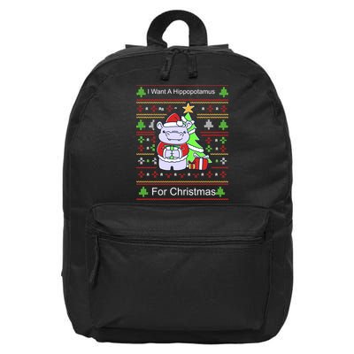 Ultimate Christmas I Want A Hippopotamus Ugly 16 in Basic Backpack