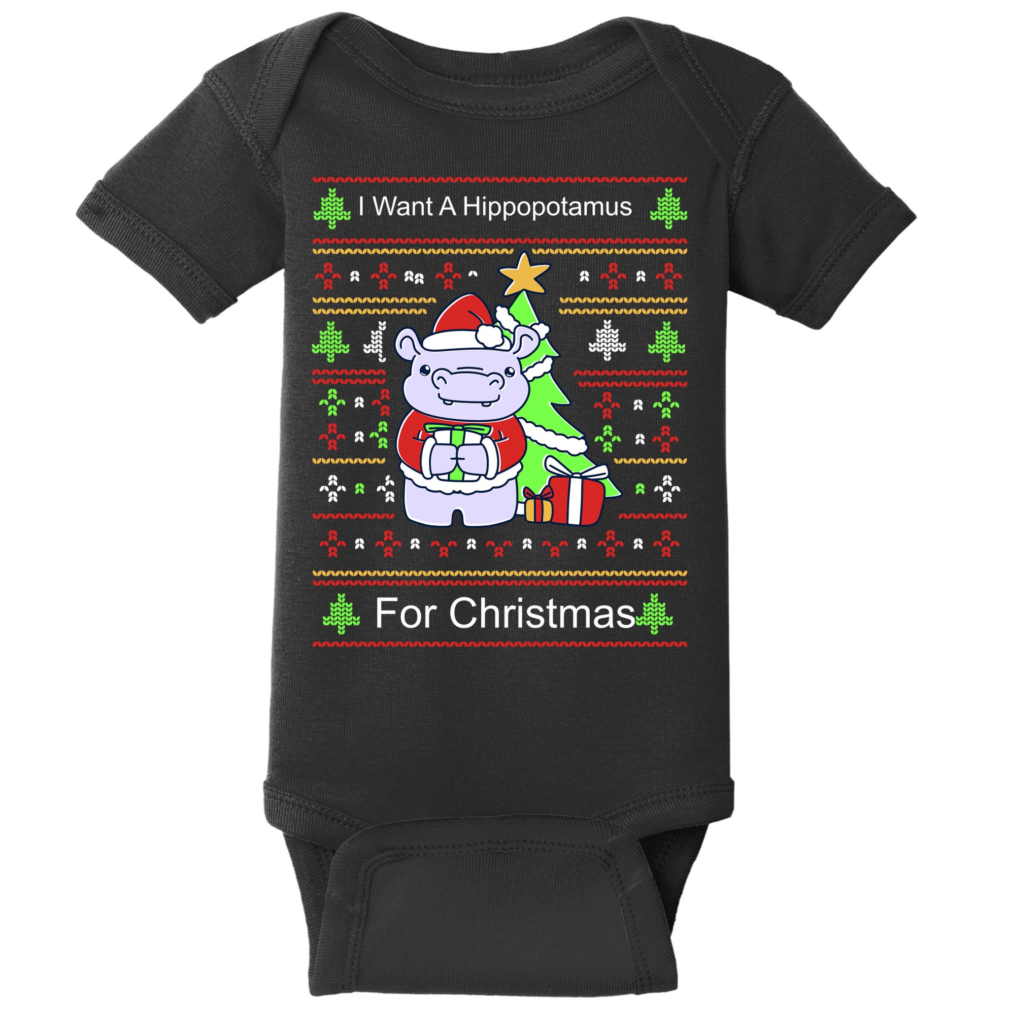 Ultimate Christmas I Want A Hippopotamus Ugly Baby Bodysuit