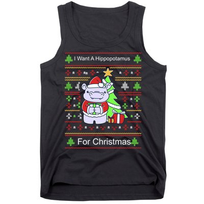 Ultimate Christmas I Want A Hippopotamus Ugly Tank Top