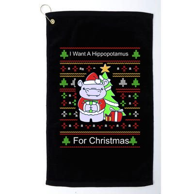 Ultimate Christmas I Want A Hippopotamus Ugly Platinum Collection Golf Towel