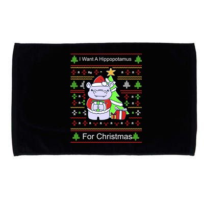 Ultimate Christmas I Want A Hippopotamus Ugly Microfiber Hand Towel