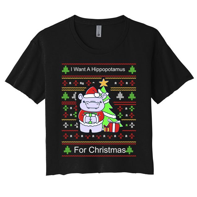 Ultimate Christmas I Want A Hippopotamus Ugly Crop Top