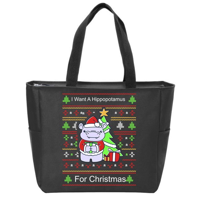 Ultimate Christmas I Want A Hippopotamus Ugly Zip Tote Bag
