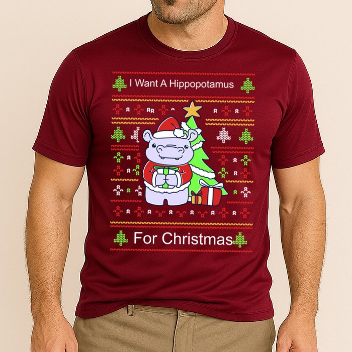 Ultimate Christmas I Want A Hippopotamus Ugly Cooling Performance Crew T-Shirt