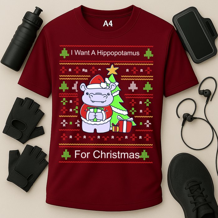 Ultimate Christmas I Want A Hippopotamus Ugly Cooling Performance Crew T-Shirt