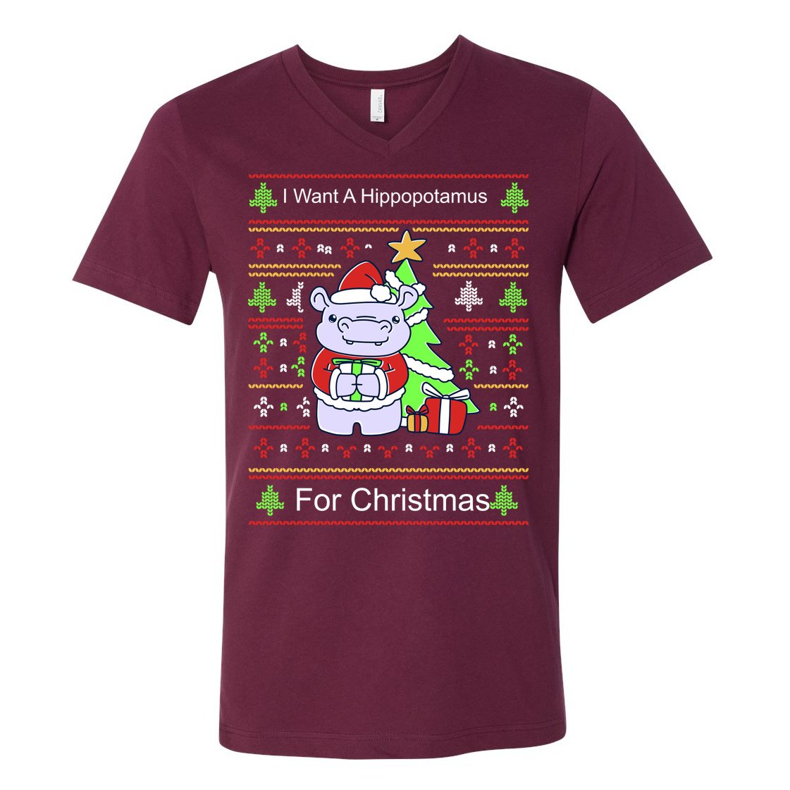 Ultimate Christmas I Want A Hippopotamus Ugly V-Neck T-Shirt