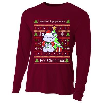 Ultimate Christmas I Want A Hippopotamus Ugly Cooling Performance Long Sleeve Crew