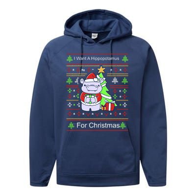 Ultimate Christmas I Want A Hippopotamus Ugly Performance Fleece Hoodie