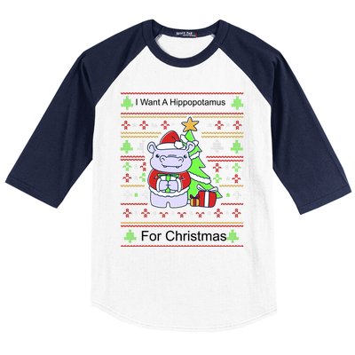 Ultimate Christmas I Want A Hippopotamus Ugly Baseball Sleeve Shirt